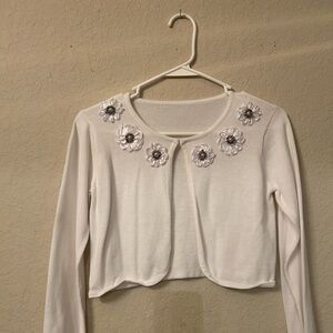 White Floral Kids Sweater
